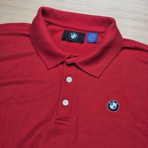 BMW Motorsport Mens Polo Shirt Red Short Sleeve Racing Driving